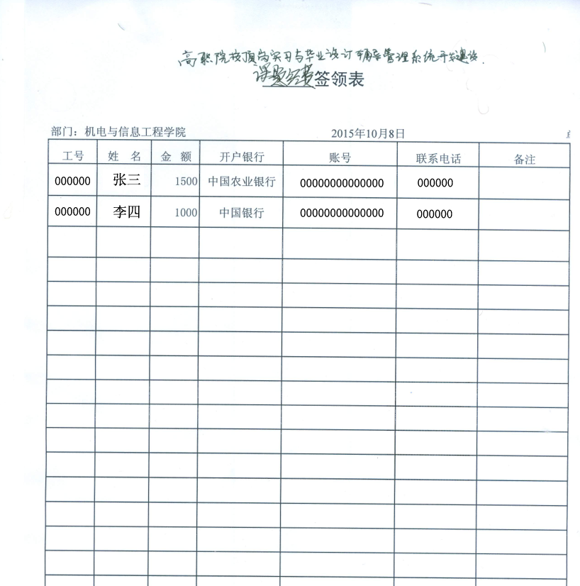 5.劳务费金额签领表